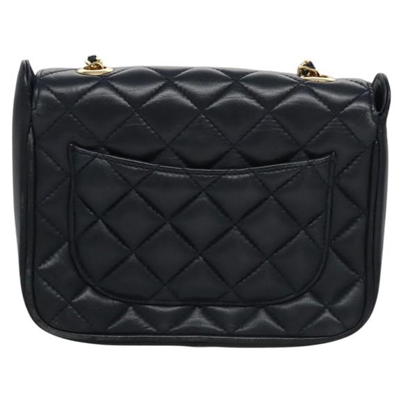 GIVENCHY Chain Shoulder Bag Leather Navy Gold Auth BD271 - Picture 2 of 16